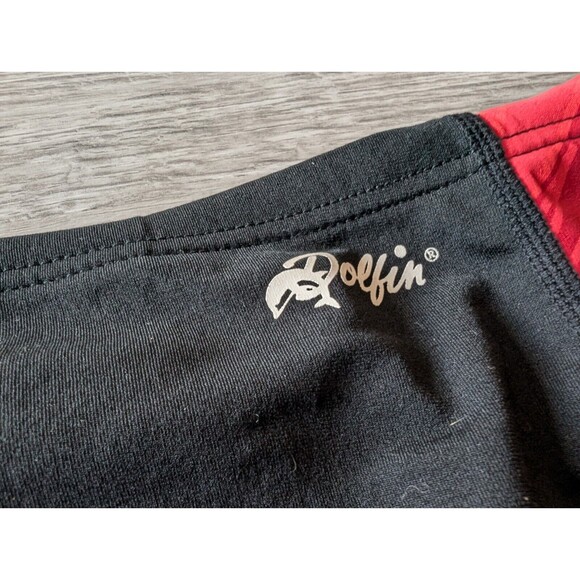 Dolfin Racer Swim Brief - Black with Red Side Panels - Men's Athletic Swimwear - Picture 2 of 5